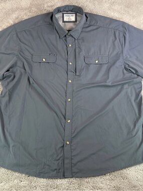 PONCHO Men's Casual Button-Down Shirt in Slate Blue